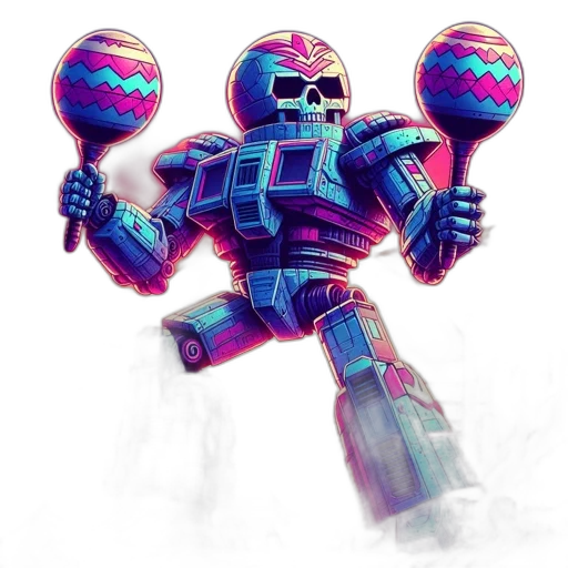 robot, concept art, vaporwave, pixel art, 3d render, large, blue, pink transparent PNG cut-out