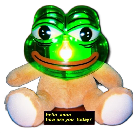 robot, hat, mask, creature, 3d render, neon lights, plush, frog transparent PNG cut-out
