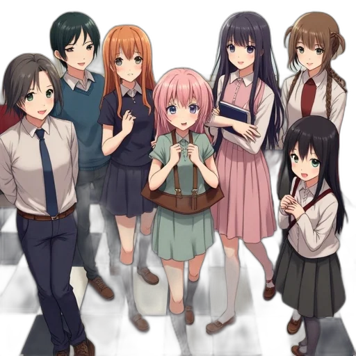 staff, dress, anime, concept art, pixel art, 3d render, city street, snow transparent PNG cut-out