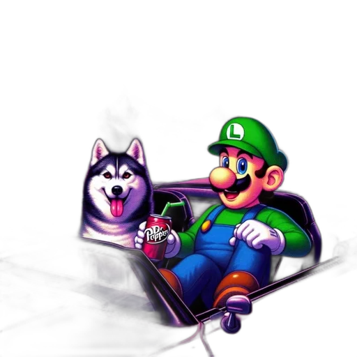 animal, pixel art, concept art, 3d render, fantasy art, green, monochrome, luigi transparent PNG cut-out