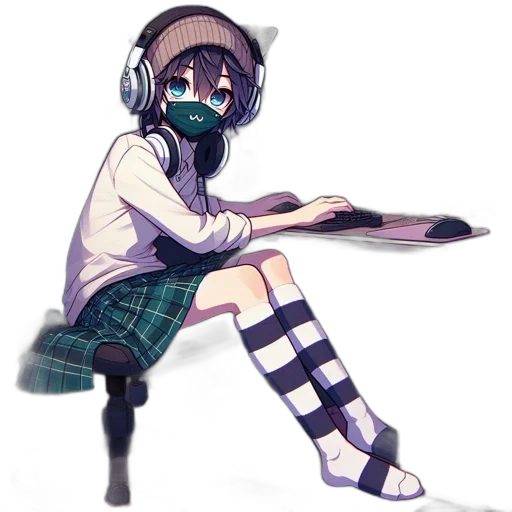 mask, robot, weapon, staff, anime, vaporwave, pixel art, watercolor transparent PNG cut-out