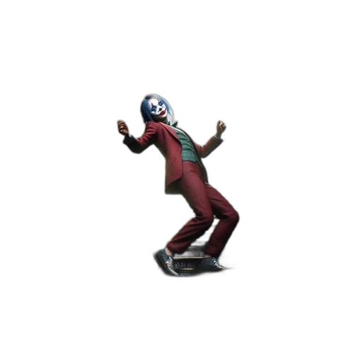 robot, 3d render, concept art, pixel art, joker, character, dances, graffitied transparent PNG cut-out