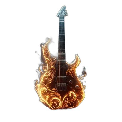 dragon, weapon, fantasy art, 3d render, concept art, photorealistic, fire, guitar transparent PNG cut-out