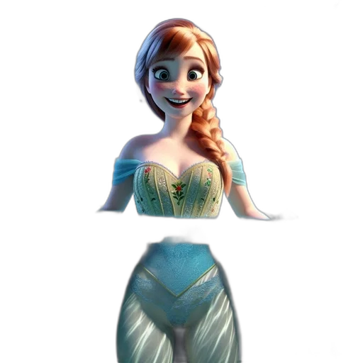 dress, crown, concept art, 3d render, fantasy art, pixel art, underwater, blue transparent PNG cut-out