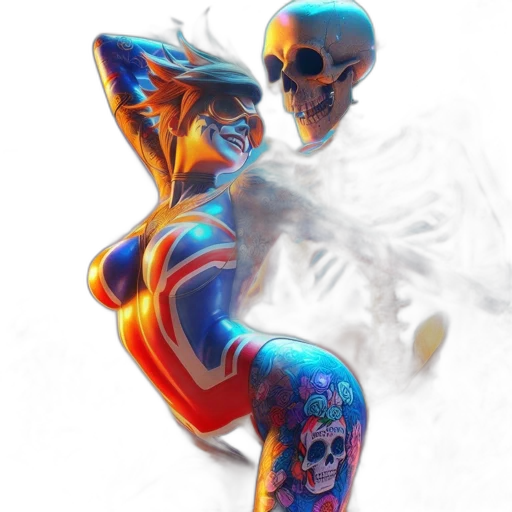 mask, robot, dress, concept art, fantasy art, comic book art, pixel art, neon lights transparent PNG cut-out