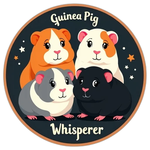 stylized, illustration, four, guinea, pigs, different, colored, fur transparent PNG cut-out