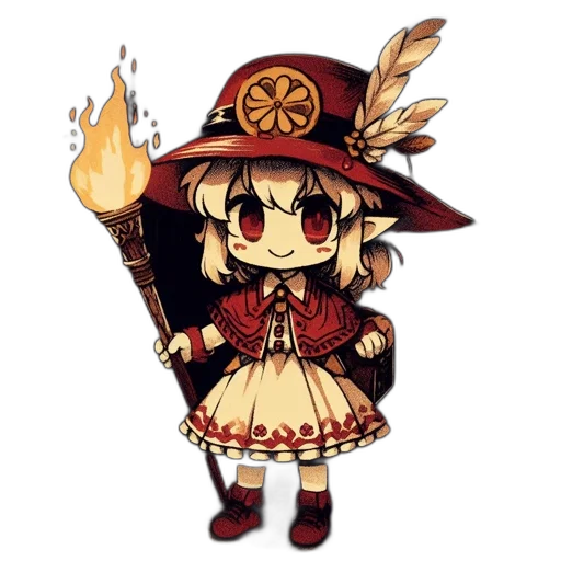 staff, hat, weapon, dragon, pixel art, fantasy art, anime, concept art transparent PNG cut-out