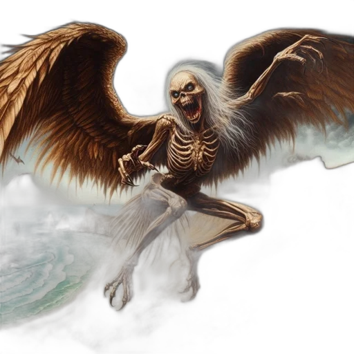 creature, dragon, fantasy art, concept art, photorealistic, comic book art, terrifying, skeletal transparent PNG cut-out