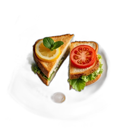 food, photorealistic, 3d render, pixel art, concept art, white, plate, sandwich transparent PNG cut-out