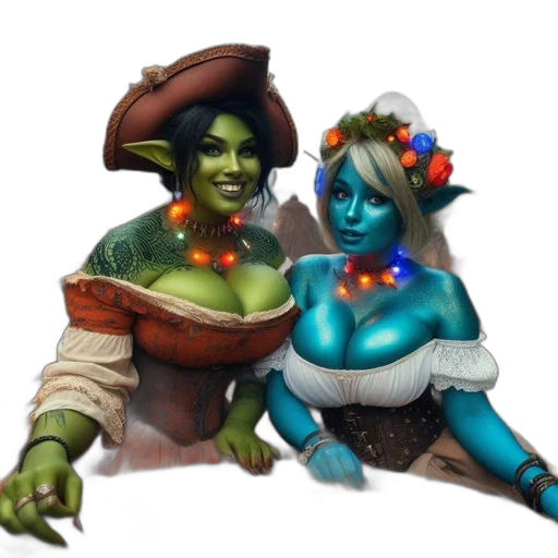 concept art, fantasy art, 3d render, pixel art, green, two, fantastical, female transparent PNG cut-out