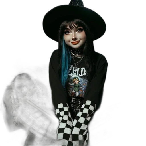 jacket, hat, dress, cartoon, concept art, fantasy art, photorealistic, monochrome transparent PNG cut-out
