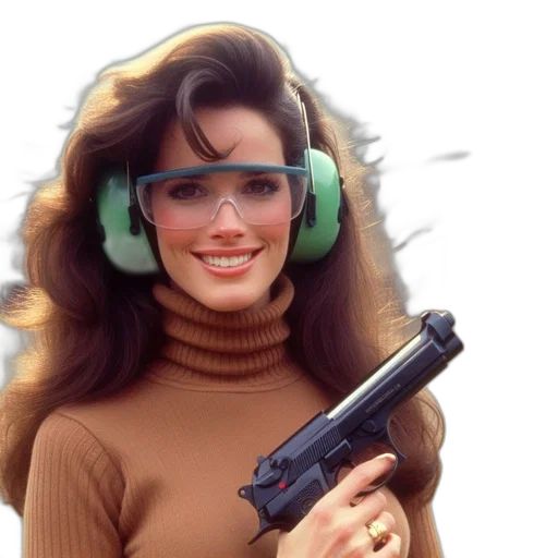 weapon, vaporwave, cyberpunk, photorealistic, concept art, woman, wearing, protective transparent PNG cut-out