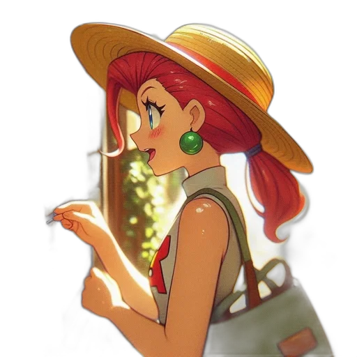 hat, staff, weapon, flower, watercolor, concept art, pixel art, anime transparent PNG cut-out