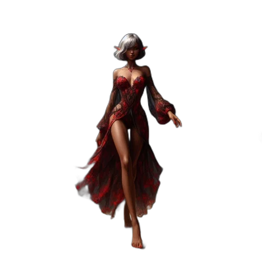 dress, concept art, fantasy art, 3d render, pixel art, red, dark, inside transparent PNG cut-out