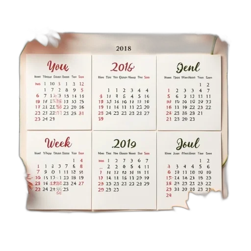calendar, year, 2018, 2019 transparent PNG cut-out