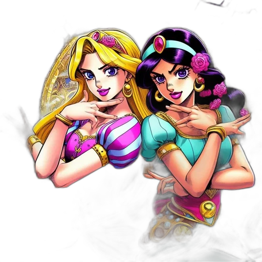 jewelry, comic book art, concept art, pixel art, fantasy art, colorful, two, animated transparent PNG cut-out