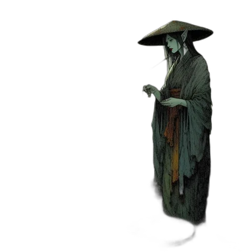 staff, mask, hat, creature, concept art, fantasy art, 3d render, photorealistic transparent PNG cut-out