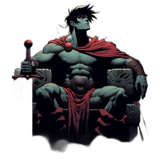 comic book art, concept art, fantasy art, cartoon, muscular, male, figure, possibly transparent PNG cut-out