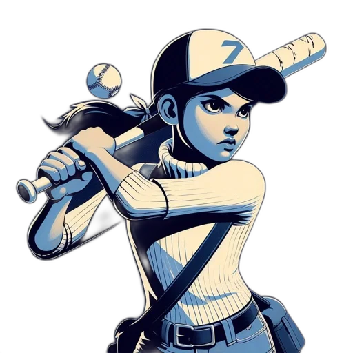 staff, comic book art, cartoon, concept art, pixel art, young, female, baseball transparent PNG cut-out