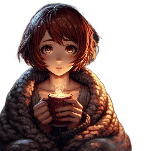 face, fantasy art, pixel art, concept art, anime, fire, snow, night transparent PNG cut-out