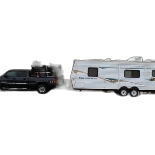 car, 3d render, black, pickup, truck, towing, white, wilderness transparent PNG cut-out