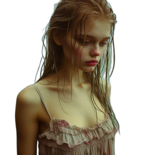 dress, face, hair, jewelry, photorealistic, oil painting, concept art, fantasy art transparent PNG cut-out