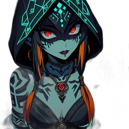 mask, jewelry, concept art, cyberpunk, fantasy art, pixel art, neon lights, dark transparent PNG cut-out