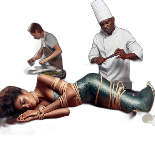 food, staff, concept art, photorealistic, fire, three, individuals, work transparent PNG cut-out