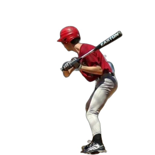 baseball, player, red, uniform, holding, easton, bat transparent PNG cut-out