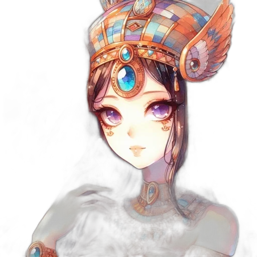 crown, mask, robot, dress, fantasy art, concept art, anime, watercolor transparent PNG cut-out