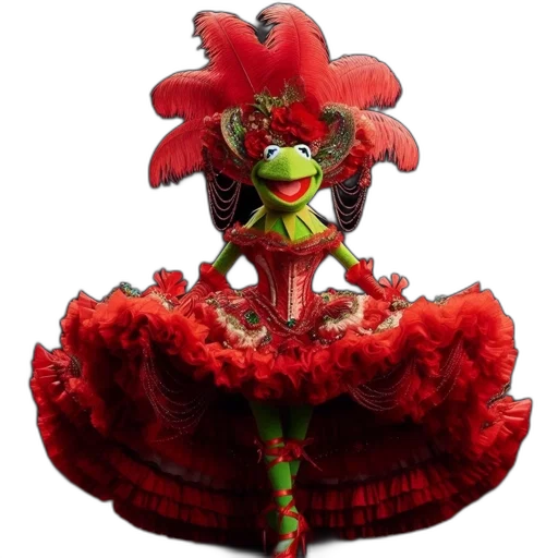 dress, mask, crown, hat, 3d render, concept art, kermit, frog transparent PNG cut-out
