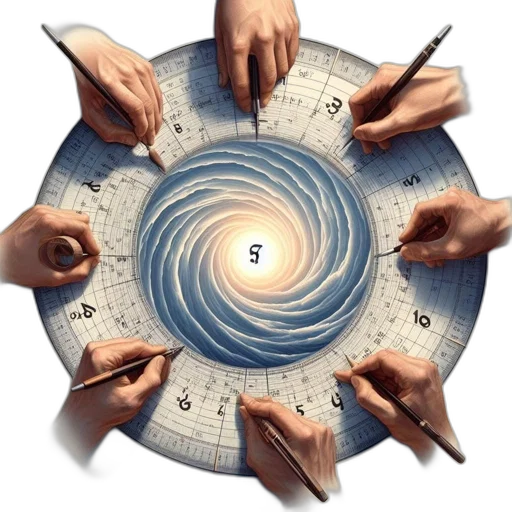 image, features, circular, sundial-like, structure, adorned, spirals, surrounding transparent PNG cut-out