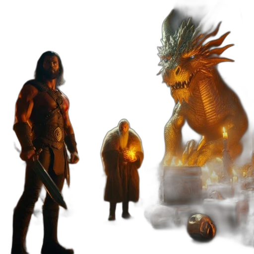 dragon, creature, concept art, fantasy art, comic book art, 3d render, fire, fog transparent PNG cut-out