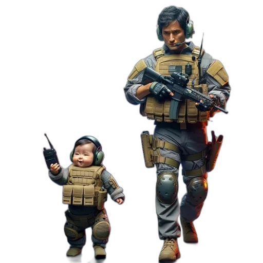 weapon, concept art, 3d render, pixel art, fantasy art, adult, man, tactical transparent PNG cut-out