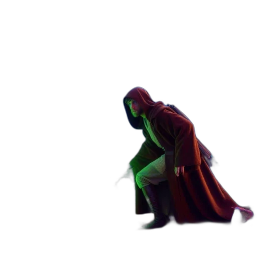 creature, staff, jacket, robot, 3d render, concept art, vaporwave, cyberpunk transparent PNG cut-out
