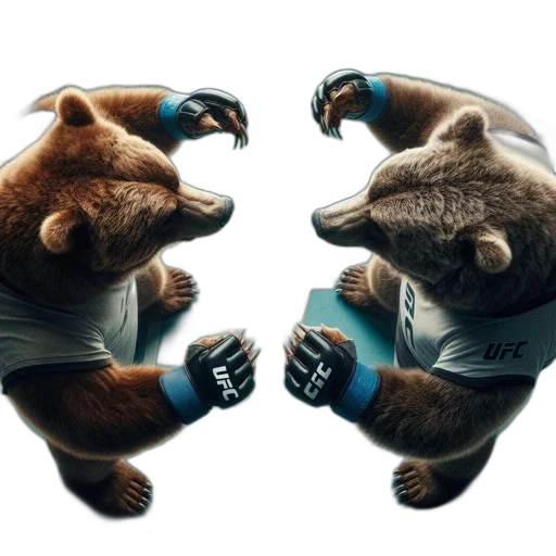 concept art, 3d render, photorealistic, fantasy art, two, bears, wearing, ufc transparent PNG cut-out