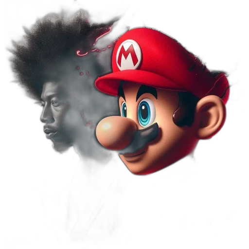 face, mask, hat, hair, concept art, photorealistic, pixel art, 3d render transparent PNG cut-out