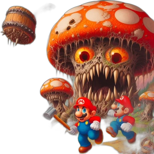 concept art, fantasy art, 3d render, pixel art, two, mario, characters, engage transparent PNG cut-out
