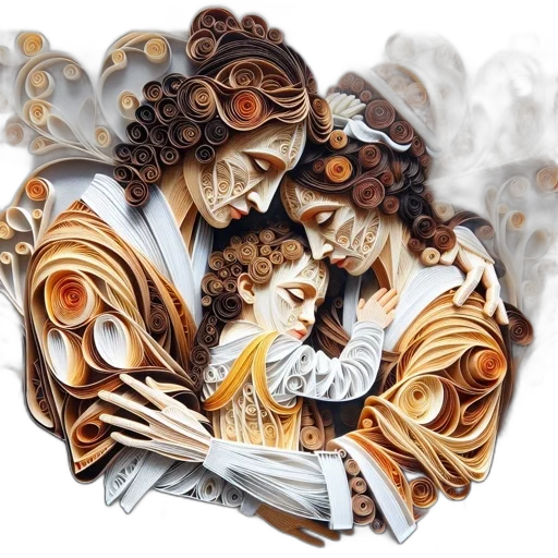 fantasy art, watercolor, artwork, created, through, paper, quilling, technique transparent PNG cut-out