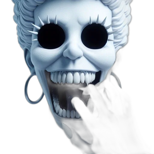 mask, face, creature, staff, 3d render, concept art, photorealistic, pixel art transparent PNG cut-out