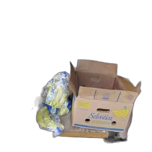 food, jacket, man, yellow, shirt, unpacking, bananas, cardboard transparent PNG cut-out
