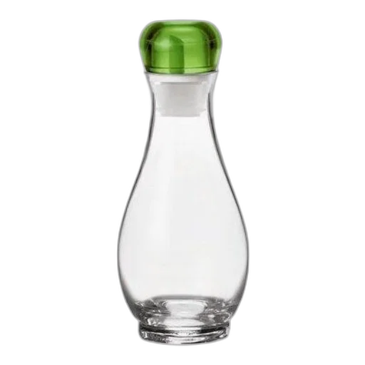 bottle, 3d render, clear, glass, carafe, green, lid, designed transparent PNG cut-out
