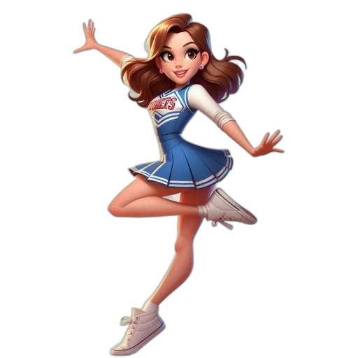 dress, staff, cartoon, concept art, 3d render, photorealistic, animated, cheerleader transparent PNG cut-out