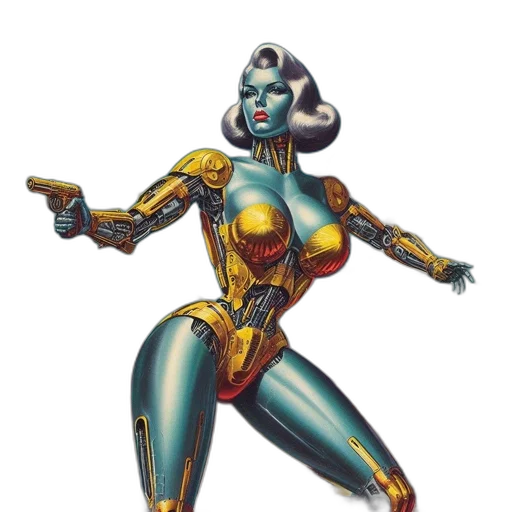robot, jewelry, weapon, concept art, comic book art, fantasy art, 3d render, outer space transparent PNG cut-out