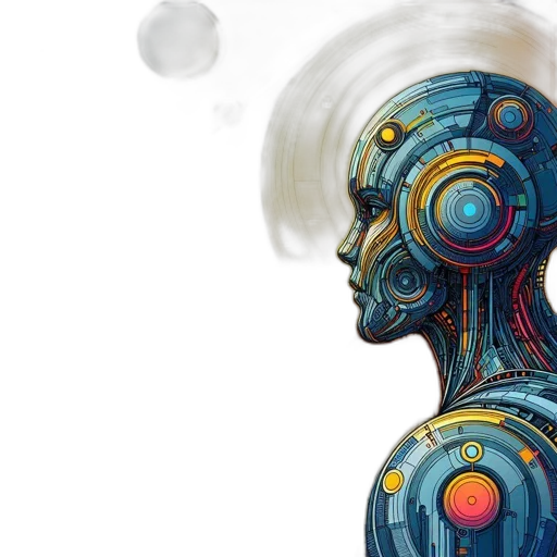 robot, concept art, cyberpunk, 3d render, comic book art, cybernetic, humanoid, head transparent PNG cut-out