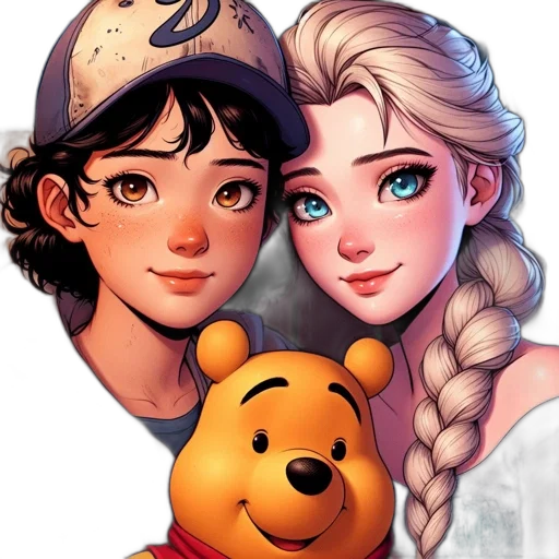 comic book art, fantasy art, cartoon, concept art, snow, two, animated, characters transparent PNG cut-out