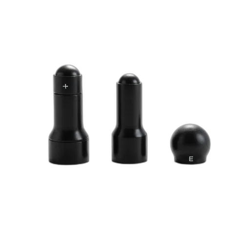 weapon, 3d render, set, three, black, plastic, connectors, arranged transparent PNG cut-out