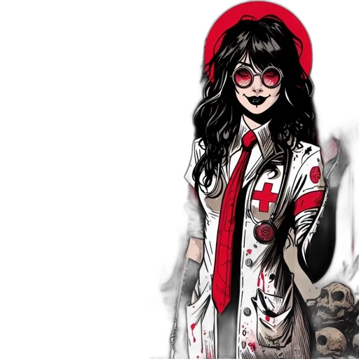 dress, concept art, comic book art, cartoon, anime, unsettling, scene, features transparent PNG cut-out