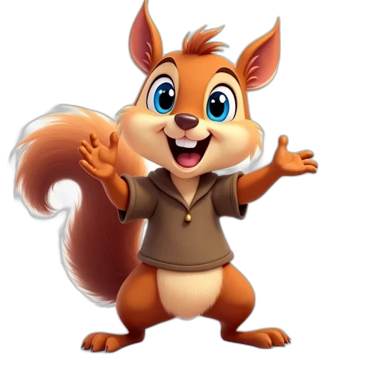 staff, animal, 3d render, concept art, cartoon, photorealistic, squirrel, large transparent PNG cut-out