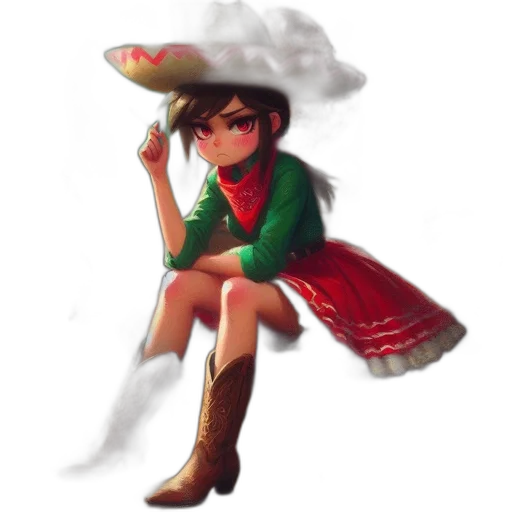 umbrella, hat, dress, staff, pixel art, concept art, fantasy art, watercolor transparent PNG cut-out